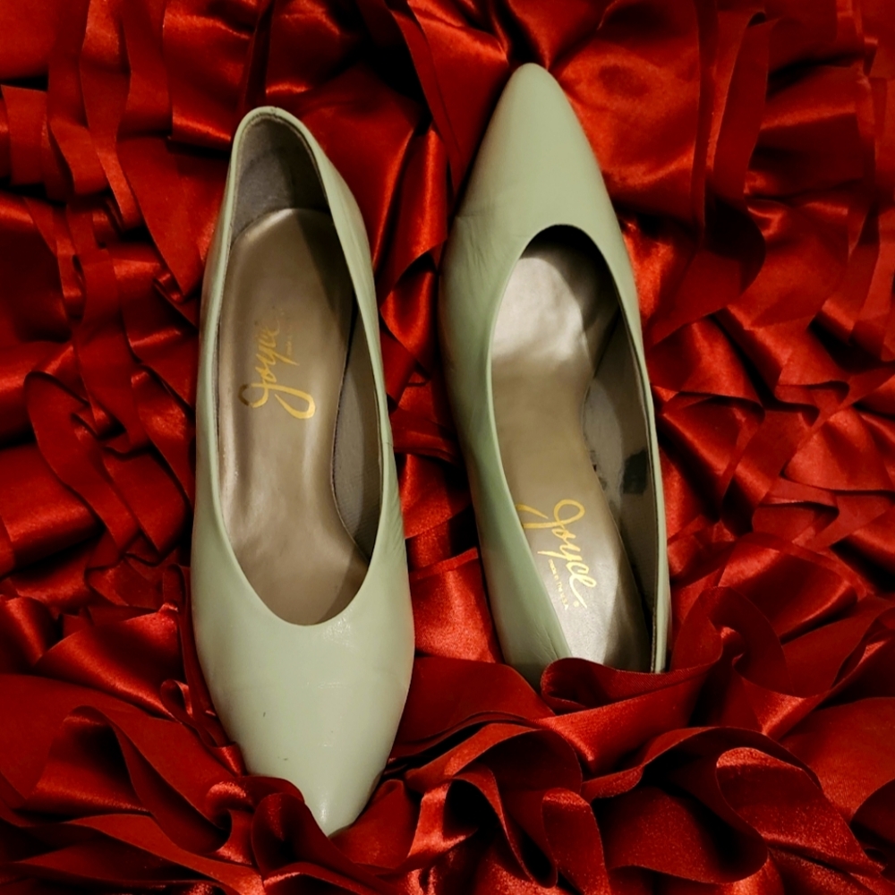 Teal Genuine Leather low heels